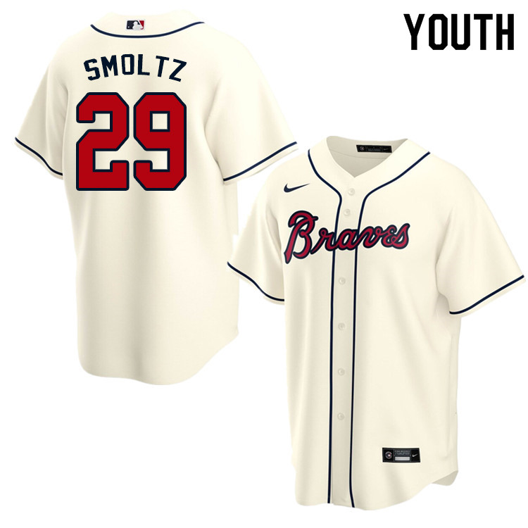 Nike Youth #29 John Smoltz Atlanta Braves Baseball Jerseys Sale-Cream